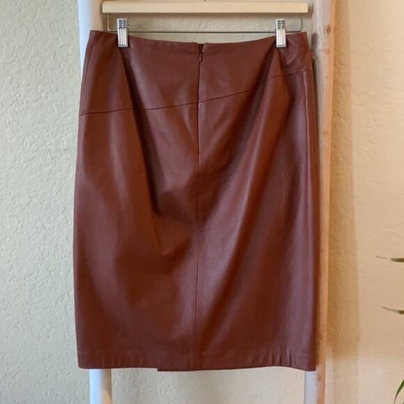 WHBM brown leather split pencil skirt - Picture 9 of 12